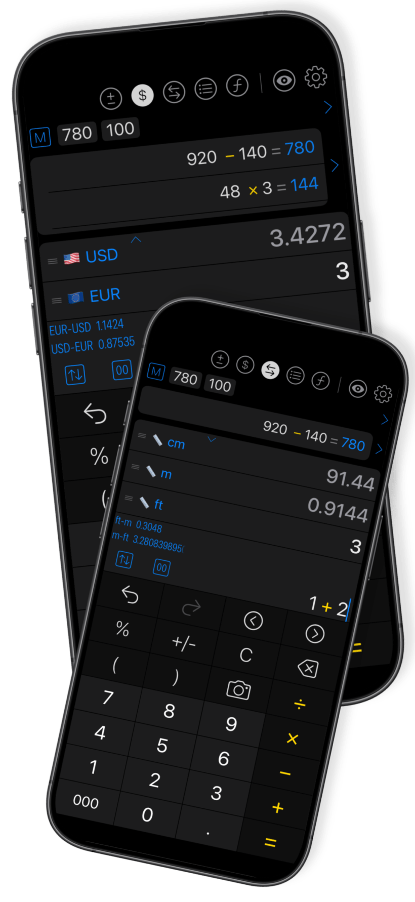 XCalc currency and unit converter workflows.