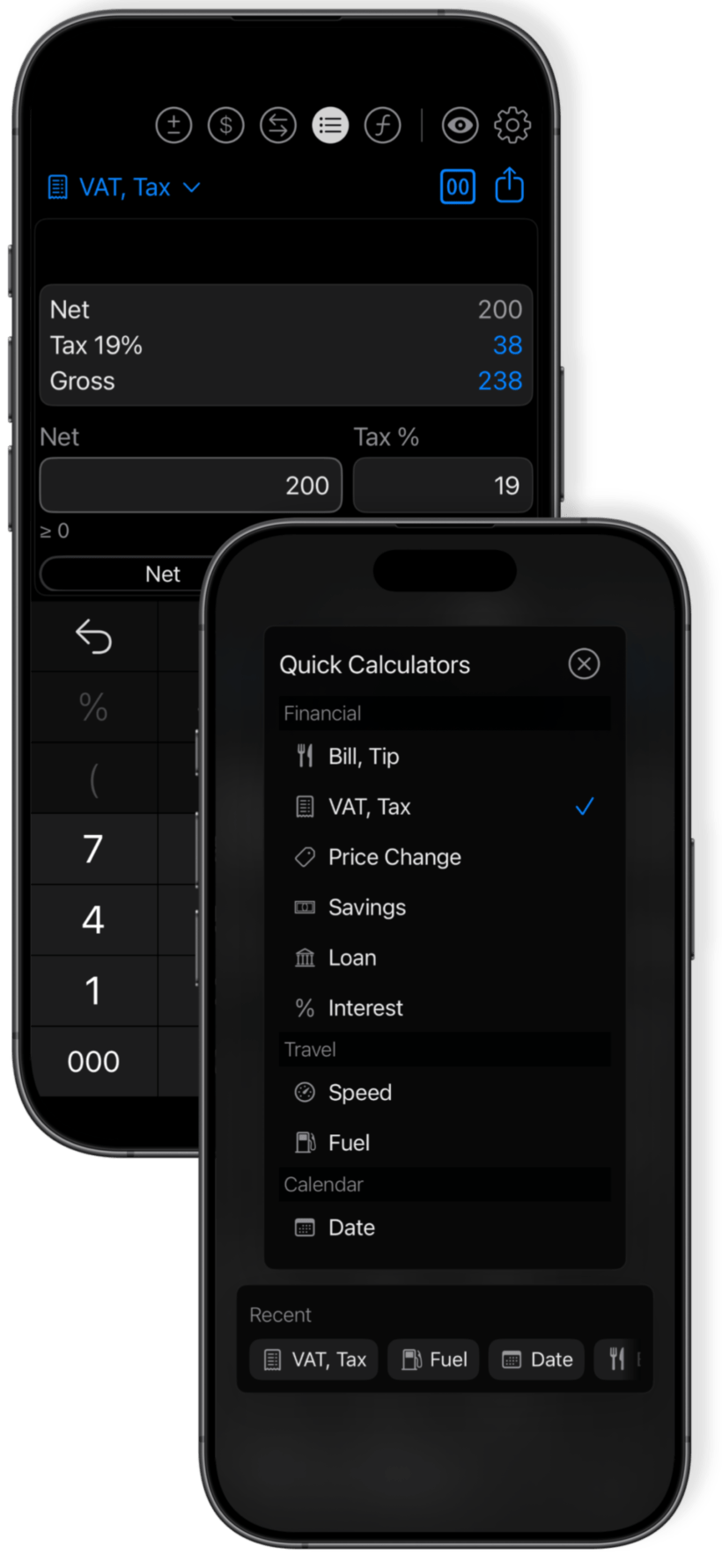XCalc Quick Calculators for everyday tasks.